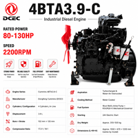 Motor Diésel DCEC Cummin Serie 4BT Original de 80hp-130hp 2200RPM con Refrigeración por Agua 4BTA3.9-C para Maquinaria de Construcción