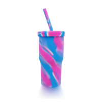Gobelets à vin en silicone incassables grande capacité 950 ml, sans BPA, écologiques, avec couvercle et paille