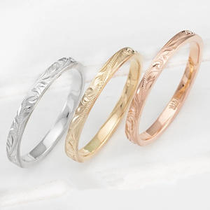 Anillos de Boda de Oro Sólido de 18K F564 con Patrón de Plantas, Clásicos, Unisex, Finos - Product Image 6