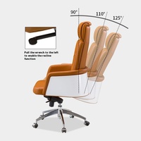Chaise de bureau ergonomique de luxe moderne, réglable en hauteur, base en aluminium, cuir PU, pour salon et hôtel