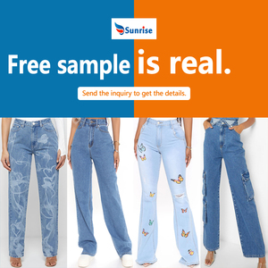 Jeans de Mezclilla Bordados Personalizados con Bajo MOQ de Alta Calidad para Mujer, Corte Holgado, Pierna Recta y Talla Grande - Product Image 6