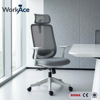Chaise de conférence exécutive moderne réglable avec appui-tête inclus, confortable, ergonomique, en maille nylon, pivotante et rotative pour bureau