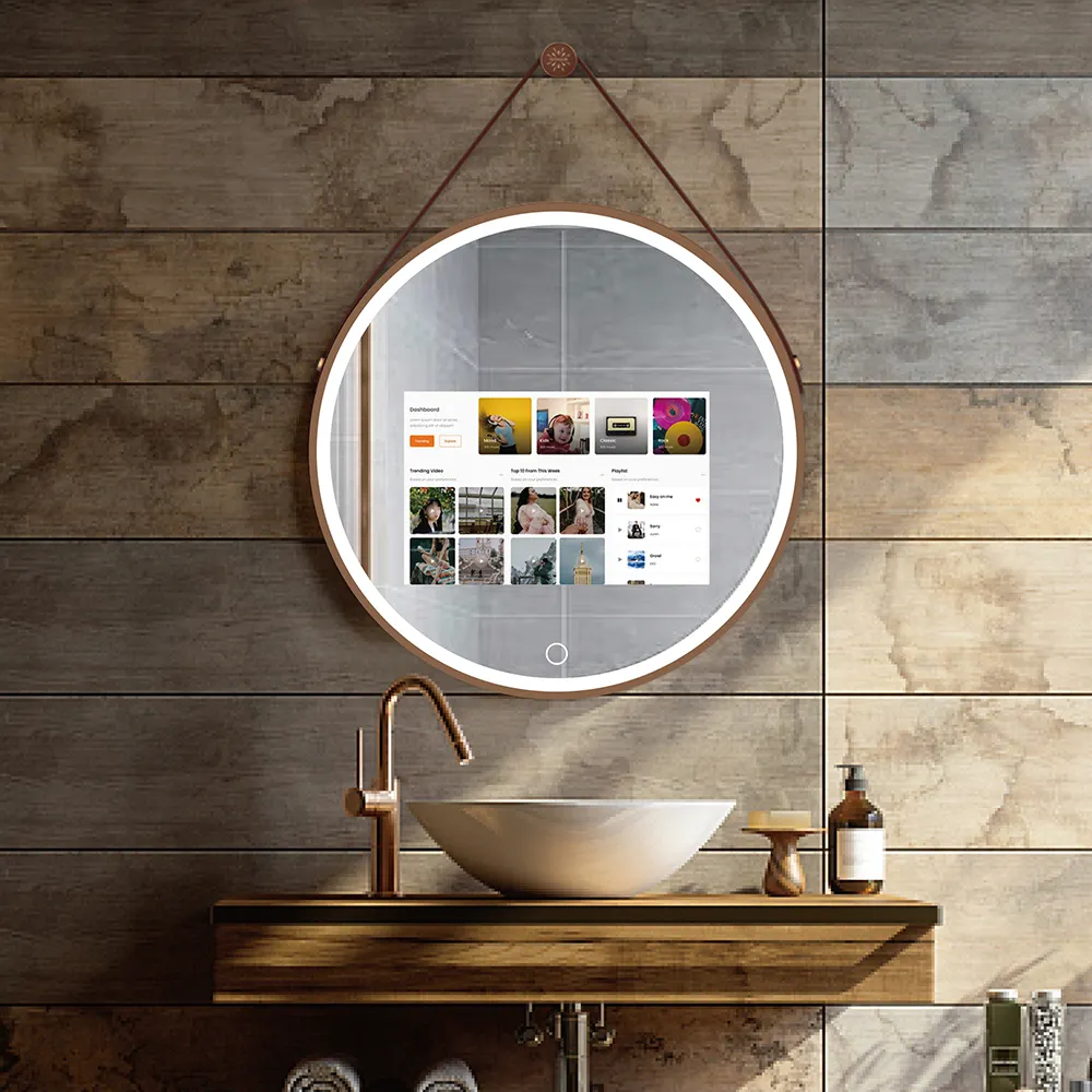 Cermin ajaib terbaik, cermin ajaib fungsi penuh, kaca Tv pintar Android layar sentuh Wifi, cermin Led mandi