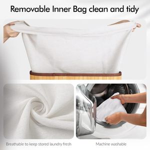 Panier à linge pliable en bambou durable avec couvercle, taille et logo personnalisables pour l'organisation domestique - Vente en gros - Product Image 3