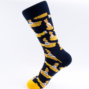 Chaussettes en coton 200N rétro psychédéliques à motifs géométriques, rayures, cactus, zigzag, argyle, fantaisie, pour hommes, décontractées, cadeau, chaussettes en coton - Product Image 5