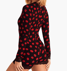 Tute Aderenti da Donna in Vendita all'Ingrosso, Stampa a Maniche Lunghe, Vestibilità Slim, Sexy Pigiama Corto, Abbigliamento da <span class=keywords><strong>Notte</strong></span>, Tuta Intera da Donna - Product Image 3