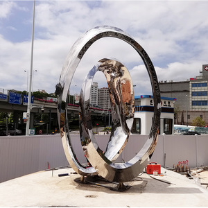 Escultura Circular de Espejo de Acero Inoxidable para Exteriores, Arte Geométrico Abstracto Moderno, Decoración Artesanal de Metal para Montar en el Suelo - Product Image 4