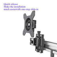 Support triple moniteur inclinable 15° avec fixation par pince en C, capacité de charge 8 kg, support d'écran 32 pouces, en alliage d'aluminium, VESA 75/100 mm, en stock