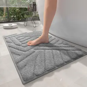 New Custom Non Slip Design Cotton Style Machine Washable Bathroom Rugs Absorbent Soft Jacquard Microfiber Bath Mat