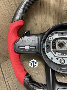 Volant en cuir rouge et fibre de carbone forgée pour Mercedes Benz W204 W205 W211 W213 W212 W222 EQA E550 G63 C63 AMG <span class=keywords><strong>GT</strong></span> - Product Image 2