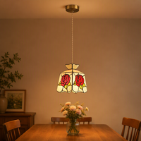Lampe à souder vintage en laiton soudée à la main, style américain, lustre en verre coloré en forme de ligne de pêche, LED trois couleurs, lumière chaude, pour chevet