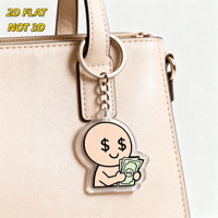 Porte-clés en acrylique transparent double face Dollar Eyes Money Hands, motif dessin animé pour les amateurs de monnaie, pour clés, sacs, sacs à dos