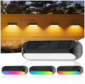 New RGB Solar Fence Lights With Color Changing Warm White Mode LED Solar Lights For Yard Garden Wall Deck Stairs