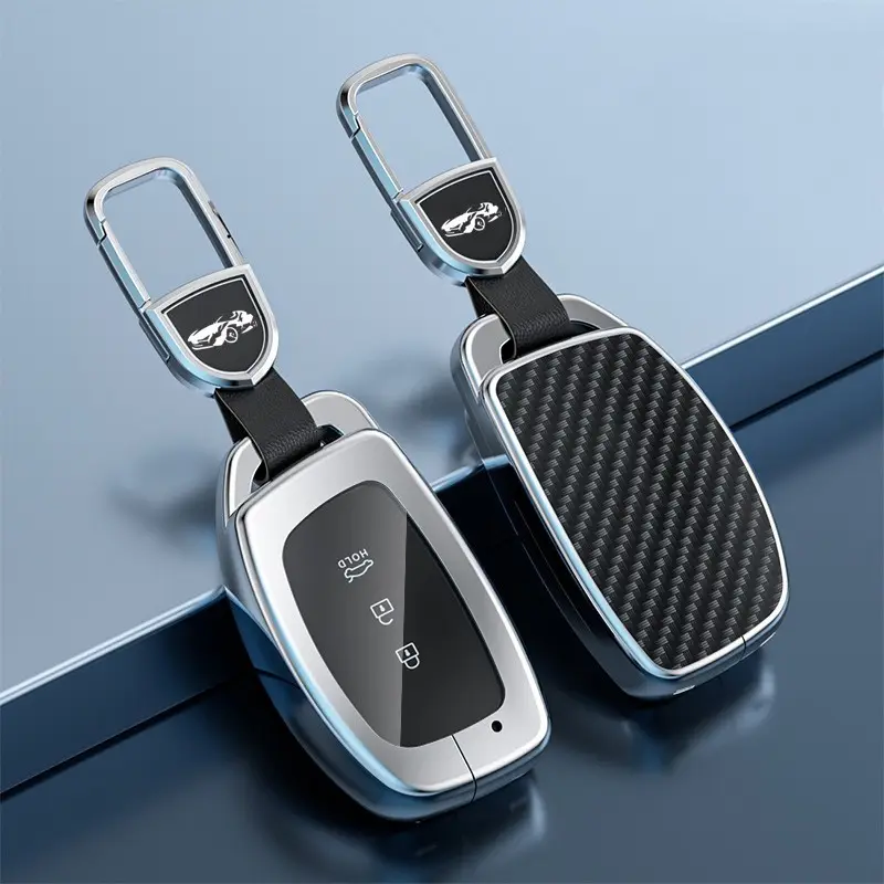 Zinc Alloy+ABS Flip Car Key Shell Case Protection Cover with Metal Key Ring Fit for Hyundai Tucson IX35 IX25 Elantra