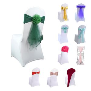 Spandex Chair Sashes Polyester 100pcs Wedding Chair Ribbon <b>Tie</b> <b>Back</b> Bow for Chair Cover - Product Image 1
