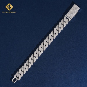 Bracelet en diamant de laboratoire 12,5 mm, chaîne cubaine en forme de croix, collier et bracelet en diamant de laboratoire, chaîne cubaine en diamant de laboratoire, diamant glacé 925 - Product Image 4