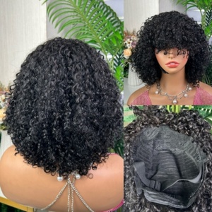 Factory Price 200g Raw Virgin Hair <b>Wigs</b> Super Double Drawn Non Lace Closure Fringe <b>Pixie</b> Curl Many Color <b>Wigs</b> High Quality - Product Image 6
