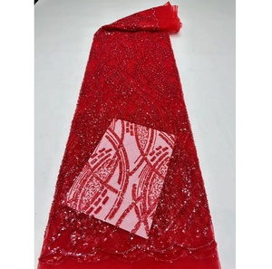 Tela de Encaje con Lentejuelas Bordadas al por Mayor, Encaje Aso Ebi, Tul, Encaje Francés, Vestido de Novia para <span class=keywords><strong>Fiesta</strong></span> - Product Image 4