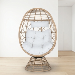 Poltrona a uovo girevole di tendenza, resistente, per esterni, da giardino, a forma di <span class=keywords><strong>nido</strong></span> d'uccello, in vimini, sospesa, rotonda, reclinabile in rattan - Product Image 2