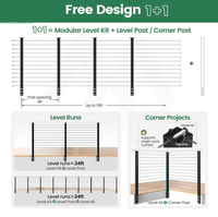 Kit de garde-corps en câble d'acier inoxydable avec poteaux à montage latéral, système complet de câbles de tension pour balcon, terrasse et escaliers