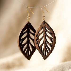 Boucles d'oreilles artisanales en bois naturel, bijoux élégants et tendance, légers et écologiques, accessoires pour femmes, fournitures de bijoux en gros - Product Image 1