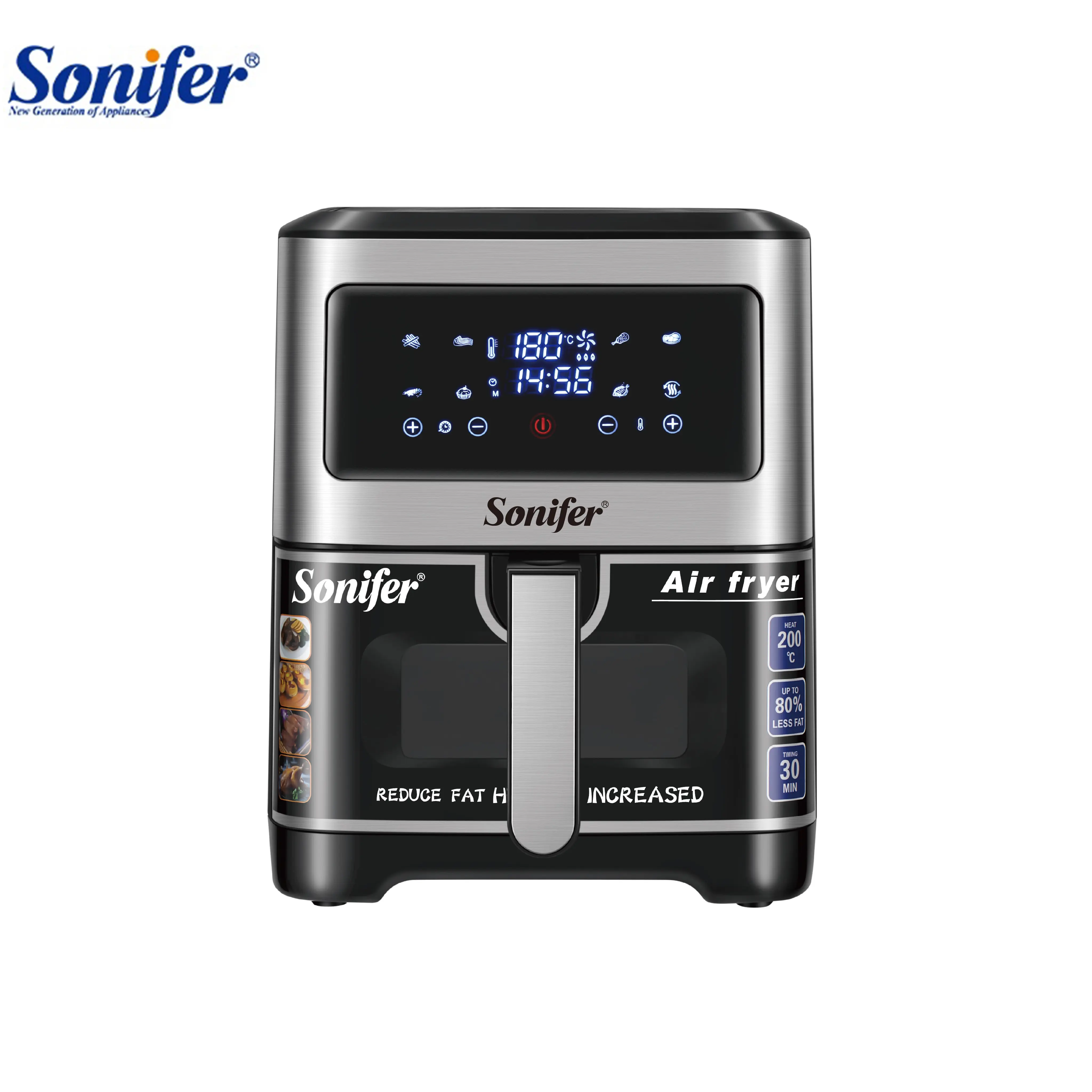 Sonifer SF-1028新しい家庭用1500w窓付きタッチコントロールスクリーン電気エアフライヤー6.5リットル