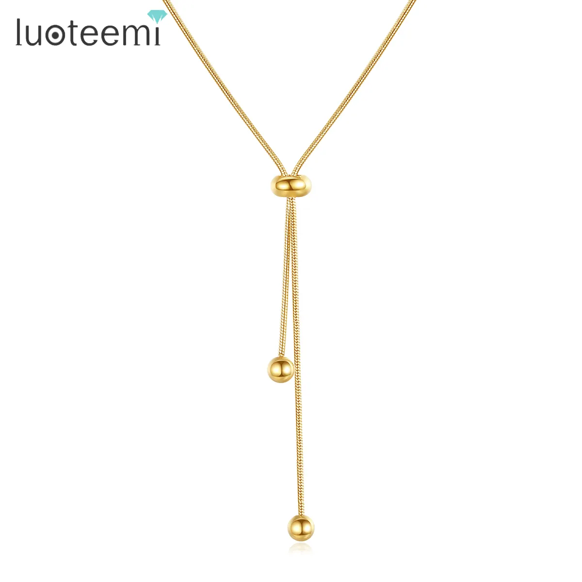 SP-LAM Stainless Steel Gold Charm Pendant Snake Chain Woman Jewelry Designer Ball Chain Necklace