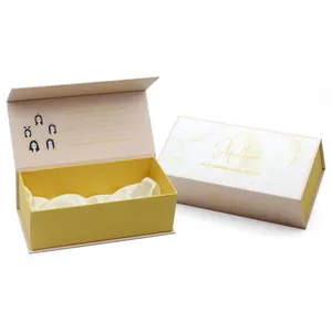 Customized Luxury Magnetic Hair Wigs Bundles Extension Silk Satin Lined Gift Packaging Box For Hair Wigs Bundles