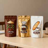 Sac en Mylar métallisé avec logo en feuille d'or et d'argent, estampage à chaud de luxe, fermeture éclair refermable, pour emballage de café haut de gamme