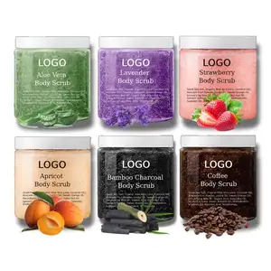 Marque privée personnalisé bio peau exfoliant noix de coco lavande fruits sucre beurre mer morte sel bain corps gommage fabricant