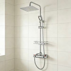 Juego de Ducha Termostática Económico con Grifo de Latón, Ducha de Lluvia con Aumento de Presión, Ducha de Masaje y Estante de Almacenamiento Gratuito - Product Image 5