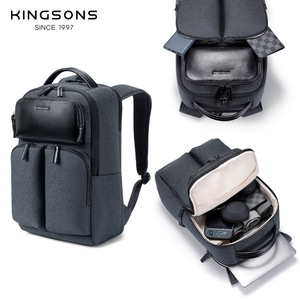 Kingsons Men's <b>Backpack</b> Dark Gray 20-35L <b>Lightweight</b> Business Commute <b>Backpack</b> With Interior Zipper Pocket - Product Image 4