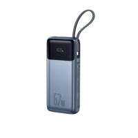 Banco de Energía Opaqi de 67W con Carga Rápida, 20000mAh, Pantalla LED y Enchufe Integrado, Puertos USB-C y USB-A Duales