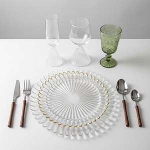 <span class=keywords><strong>Assiette</strong></span> à dîner en verre de 13 pouces motif tournesol et <span class=keywords><strong>pissenlit</strong></span> - <span class=keywords><strong>Assiette</strong></span> à salade et à dessert transparente à motif ondulé - Convient - Product Image 2