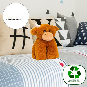 Deluxe Paws 100% juguetes ecológicos de peluche reciclados Lovely Brown Long Hairy Soft Bull con Longhorn Kids Sleep Hugging Highland Cow Gifts - Product Image 2