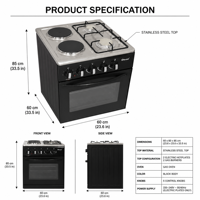 Cuisinière hybride autoportante CKD FCL 2 gaz 2 électriques avec four, kit d'assemblage complet, panneau en acier inoxydable, fabrication professionnelle