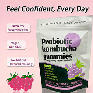 Gummies de Kombucha Vitamines Probiotiques pour Adultes Saveur Raisin Supplément de Probiotiques et Fibres 30 Gummies pour la Santé Intestinale - Product Image 2