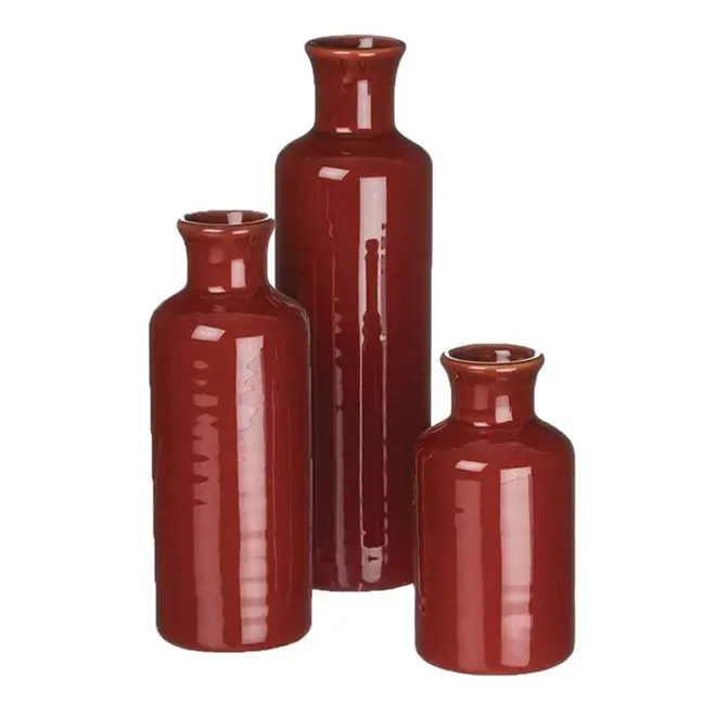 Conjunto de vasos rústicos de cerâmica por atacado, 3 peças de vasos decorativos para mesa, lareira