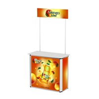 Stand publicitaire portable à montage rapide avec panneau de signalisation pour foire commerciale, exposition, comptoir promotionnel personnalisé pour dégustation de snacks