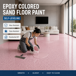 Peinture de sol autolissante époxy de qualité industrielle avec sable coloré, revêtement imperméable inaltérable pour ateliers, centres commerciaux et sols en béton, finition haute brillance - Product Image 4
