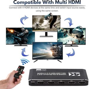 Commutateur HDMI 2.0 de haute qualité 4 entrées 1 sortie Commutateur HDMI2.0 4*1 HDR10 Dolby <span class=keywords><strong>Atmos</strong></span> et commutateur HDMI 4k 4 ports - Product Image 5