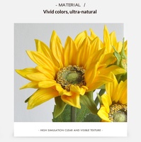 Bunga Matahari Artificial PU Real Touch Grosir Pabrik, Buket Bunga Matahari Kuning untuk Dekorasi Rumah dan Centerpiece