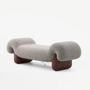 Taburete de tela creativo con base de madera maciza, cómodo banco para cambiar zapatos, banco de arte para dormitorio, pie de cama o guardarropa - Product Image 2