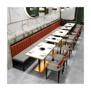 스테인레스 스틸 4-6 인승 레스토랑 테이블 식탁 세트 블랙 레스토랑 의자 및 테이블