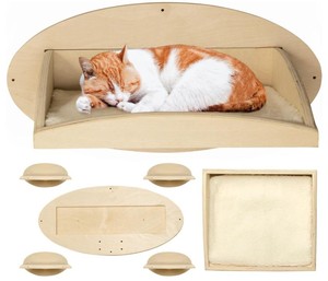 Estantes de pared personalizados para gatos con cojín acogedor Juegos de muebles de madera para trepar para gatos <span class=keywords><strong>Kitty</strong></span> <span class=keywords><strong>Bridge</strong></span> Estante para gatos Estantes de pared montados en la pared - Product Image 2