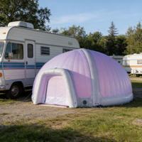 Tente dôme gonflable LED double couche en PVC de qualité commerciale, portable, quatre saisons, grande surface de 100 mètres carrés pour festival de musique