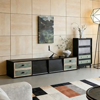 Meuble TV moderne de luxe à blocs de couleur, console multimédia en bois massif, buffet vert sauge, ensemble de meubles de rangement pour salon