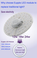 Module LED avec lentille 120lm/w 12w 18w 24w pour plafonnier, remplace la lumière tamisée AC 2835 SMD Module LED rond avec lentille