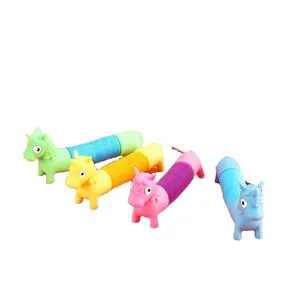 Children's stress relief wholesale fidget tube stretch tube Unicorn sensory compression plastic material popular tube toys