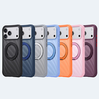 MOQ 500, paiement PayPal accepté pour les coques iPhone 18 avec anneau support, coques magnétiques motif vague cerise pour iPhone 18 Pro Max, 17, 16 Plus.